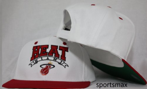 Miami Heat White / Red Two Tone Plastic Snapback Adjustable Plastic Snap Back Hat / Cap