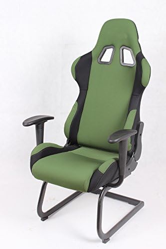 EZ Lounge Modern Racing Car Seat Office Jeep Side Desk Gaming Chair (Green/Black)