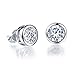 OPK Jewelry Platinum Plated or Gold Plated Round Cut Cubic Zirconia Stud Earrings 5mm/6mm/7mm/10mm