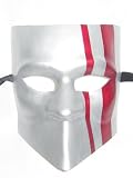 Custom Silver and Red Bauta Venetian Masquerade Knight Mask