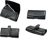 CELLET OMEGA LEATHER CASE POUCH (with Belt Clip) for BLACKBERRY 8100 PEARL / MOTOROLA KRZR K1/K1M - RETAIL PACKAGING
