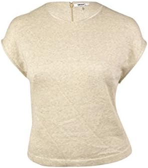 DKNYC Women's Scoop Neck Knit Cap Sleeve Sweater (XL, Fawn Heather)