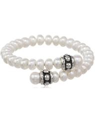 Honora "Girls" White Freshwater Cultured Pearl Coil Bypass Bracelet, 6"