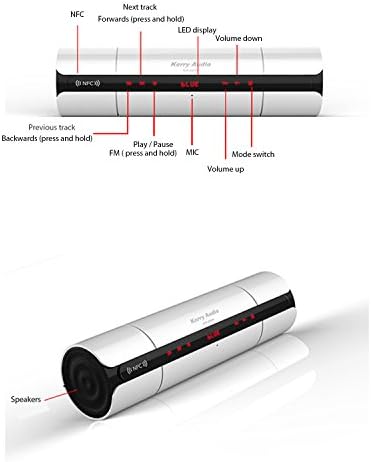 Kerry Audio Touch Tube 8800 Portable Wireless Bluetooth 2.1 Speaker with NFC and Rechargable Battery (White)