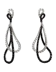 1 3/8 Ct Tw Black & White Diamond Earrings by US Gems