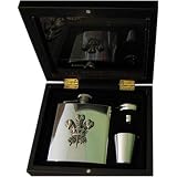 Review Sterling & Classic  / Three Feathers 6oz Stainless Steel Hip Flask - Gift Set