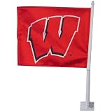 Wisconsin Badgers Red Car Flag