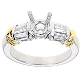 18k White Gold Two Tone with Platinum Prong head Engagement Setting with Baguette Diamond Accents (G-H/VS, 2/3 ct. tw.)