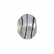 Pandora Style Charm Bead (Z292) Murano Style Glass (14mm x 10mm) (fits Troll too) ~ Silvery White with Thin Black Stripes