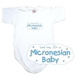 BABY BODYSUIT WHITE  LIGHT BLUE CLOUD LOVE ME , I'M MICRONESIAN  MICRONESIA 18 - 24 Months