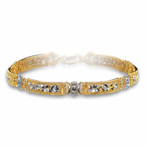 7 1/4 inch Etruscan bracelet in 10K yellow and white gold