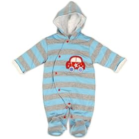 Beautiful Blue and Grey Hooded Pram Suit - 3-6 months