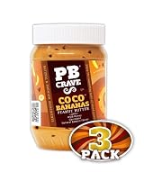 PB Crave Natural Peanut Butter, CoCo Banana, 16oz Jars, (Pack of 3)