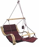 Burgundy Basket Weave Outdoor Hanging Lounger Chair