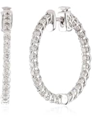 14kt White Gold Diamond Inside and Outside Lucida Set Hoops, 1.5 Cttw (H-I Color, SI2-I1Clarity)