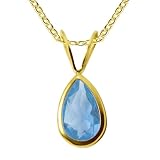 10k Yellow Gold Pear-Shaped Blue Topaz Bezel-Set Pendant, 18