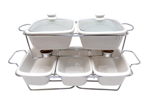 Kitchen Elements Ceramic Double and Triple Tray Baking/Chaffing Heater, Set of 2