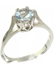 High Quality 925 Solid Sterling Silver Genuine Natural Aquamarine Solitaire Ring - Finger Sizes 4 to 12 Available