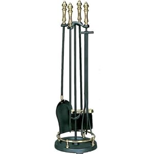 UniFlame 5 Piece Solid Brass Black Fireset W  Urn Nipple Handles by Uniflame