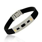 Genuine 18K Gold rubber Stainless Steel Screws Mens Bracelet