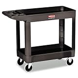 Rubbermaid Two Shelf Utility Cart 500lb Capacity Black Plastic
