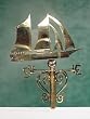 Miniature Clare-Bell Brass Schooner Weathervane