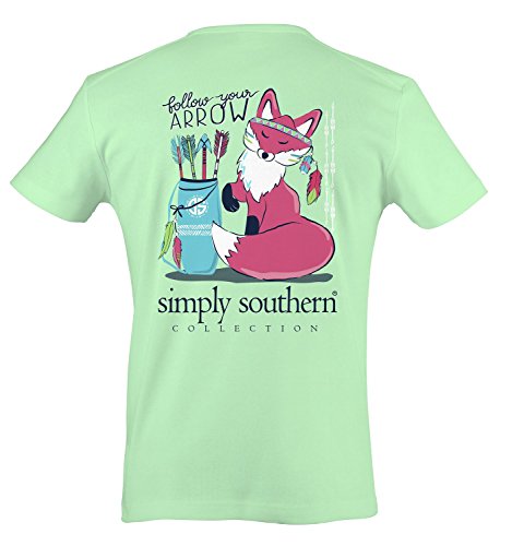 Simply Southern Preppy Pink Fox Follow Your Arrow Short Sleeve T-shirt (Large)