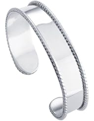 Handcrafted Sterling Silver Rope Edge Cuff Bracelet 12mm