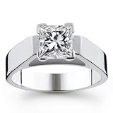 14K 1.00 Carat Princess Cut Solitaire Diamond Engagement Ring (I-J ; I1-I2)
