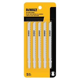 DEWALT DW3753-5 4" 6 TPI Fast Clean Cut Wood Cobalt Steel T-Shank Jig Saw Blade - 5 Pack