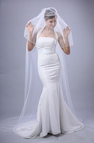Wedding Veil Bridal Affordable 2 Tier Tulle Ivory Cathedral Pearl Detachable New