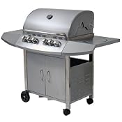 Profi Edelstahl Gasgrill 4 Brenner, Backburner u. Kochstelle: Amazon.de: Garten