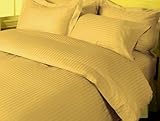 IMAGE OF LUXOR Egyptian Cotton 1000 Thread Count Sateen Stripe Bed Sheet Set Queen - Gold with BONUS White Pillowcase.
