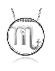 Zodiac Sign Scorpio Silver Diamond Pendant Necklace (HI, I1-I2, 0.05 carat)