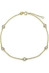 Bling Jewelry CZ by the Inch Gold Plated 925 Silver CZ Anklet 9in