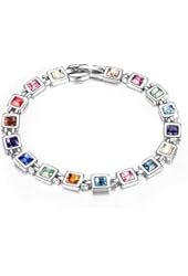Qianse White Gold Plated "Bracelet Made with Rainbow Multicolor Swarovski Elements" Crystal