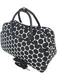 Sturdy! Hard Canvas Dome Duffle Bag Black White Polkadot Print Great for Sports Dance or Travel Polka Dot