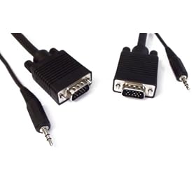 5m SVGA VGA HDTV RGB 15 Pin D-Sub PC, LAPTOP to TV, Monitor, projector Video and stereo Audio leads 3.5mm jack to jack cable set. AV Interconnect 5 metre