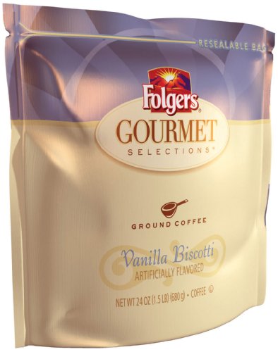 Folgers Gourmet Selections Coffee, Vanilla Biscotti Ground Coffee, 24-Ounce Bags (Pack of 2)