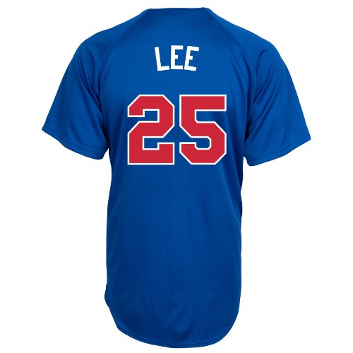 MLB Chicago Cubs Derrek Lee Full Button Down Synthetic Replica Batting Practice Jersey,Medium