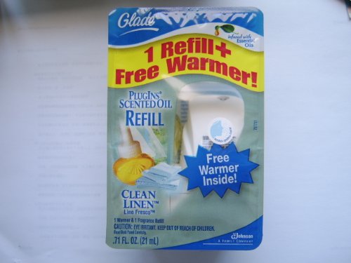 Glade PlugIns Scented Oil 1 Refill + 1 Free Warmer ~ Clean Linen (Pack of 1)