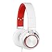 Intone Ms200 Stereo Headsets Strong Low Bass Headphones Earbuds for Smartphones Mp3/4 Laptop Computers Tablet Macbook Folding Gaming Earphones (White/red)