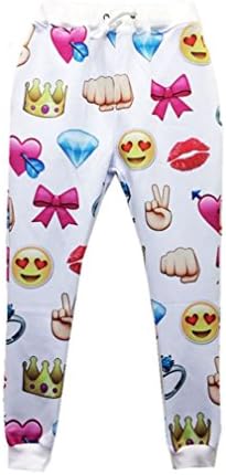 Emoji Joggers Pants Gym Sport Unisex Boy Girl Sweatpants Harem Outfit Trousers M