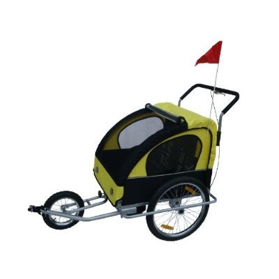 Aosom Elite 2in1 Double Baby Bicycle Bike Trailer and Stroller - Yellow