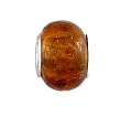 Pandora Style Charm Bead (Z261) Murano Style Glass (14mm x 10mm) (fits Troll too) ~ Topaz Metallic