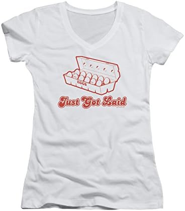 Just Got Laid Eggs Funny Cool Junior V-Neck T-Shirt Tee