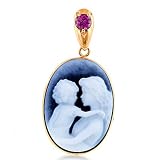 14K Yellow Gold Mother Holding Her Child Cameo Pendant