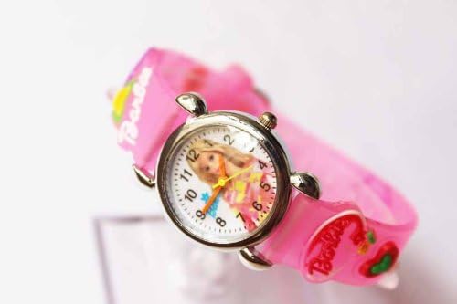 3D cartoon barbie pattern girl's boy's kids wrist quartz watch silicone bands for party