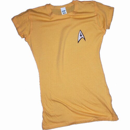  Star Trek (The Original Series) Command Gold Uniform Crop Sleeve Fitted Juniors T-Shirt