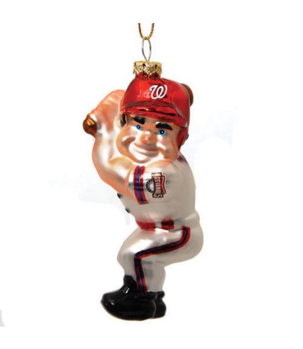 Pack of 5 MLB Washington Nationals Glass Batter Christmas Ornaments